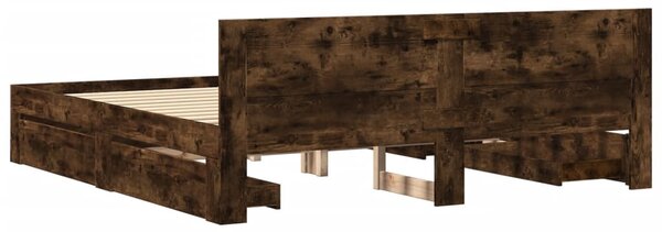 Rám postele s čelem kouřový dub 180 x 200 cm kompozitní dřevo 3295545