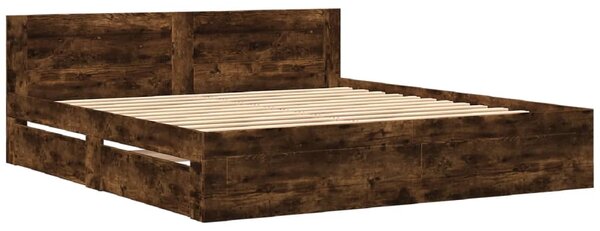 Rám postele s čelem kouřový dub 180 x 200 cm kompozitní dřevo 3295545
