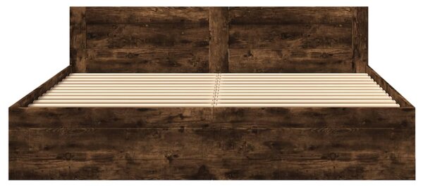 Rám postele s čelem kouřový dub 180 x 200 cm kompozitní dřevo 3295545