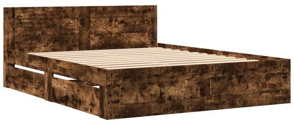 Rám postele s čelem kouřový dub 160 x 200 cm kompozitní dřevo 3295552