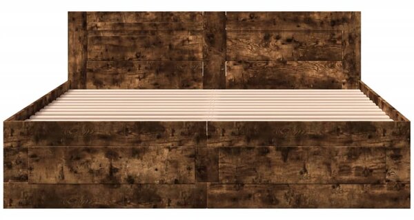 Rám postele s čelem kouřový dub 160 x 200 cm kompozitní dřevo 3295552