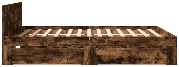 Rám postele s čelem kouřový dub 160 x 200 cm kompozitní dřevo 3295552