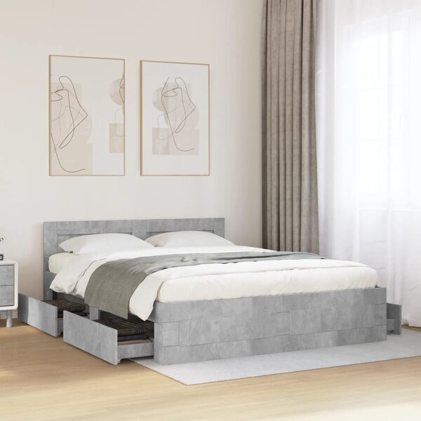 Rám postele s čelem betonově šedý 160 x 200 cm kompozitní dřevo 3295551