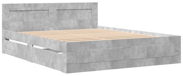 Rám postele s čelem betonově šedý 160 x 200 cm kompozitní dřevo 3295551