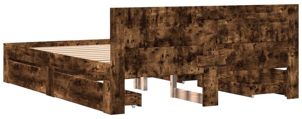 Rám postele s čelem kouřový dub 160 x 200 cm kompozitní dřevo 3295552