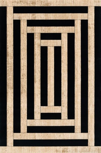 Kusový koberec vlněný Agnella Agnus Art Deco I Krem Béžový Černý Rozměr: 133x195 cm