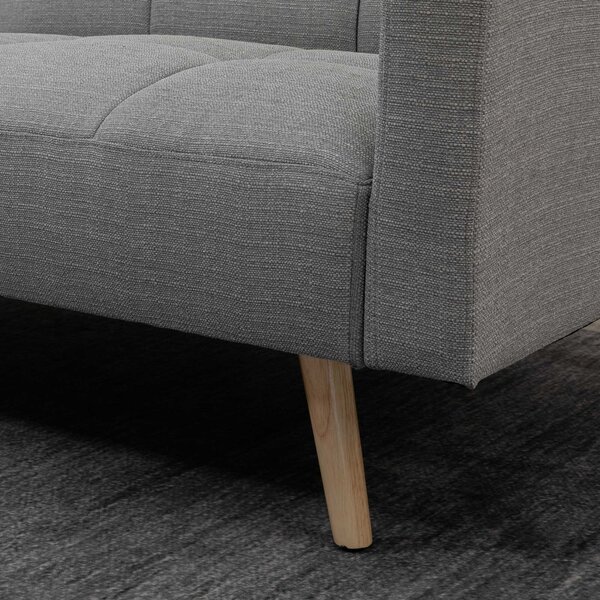 HOMCOM rozkládací pohovka 2v1 205 x 88 x 80 cm, látka s efektem lnu, šedá | Aosom