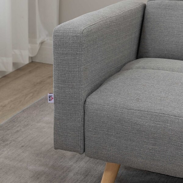 HOMCOM rozkládací pohovka 2v1 205 x 88 x 80 cm, látka s efektem lnu, šedá | Aosom