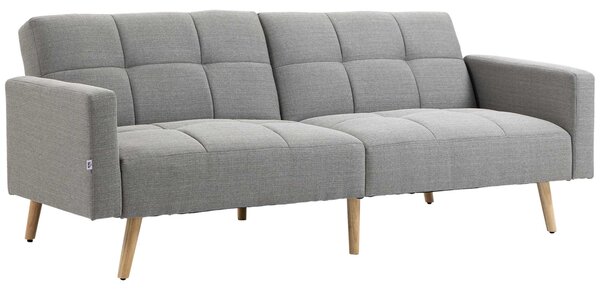 HOMCOM rozkládací pohovka 2v1 205 x 88 x 80 cm, látka s efektem lnu, šedá | Aosom