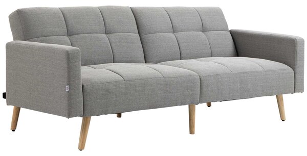 HOMCOM rozkládací pohovka 2v1 205 x 88 x 80 cm, látka s efektem lnu, šedá | Aosom