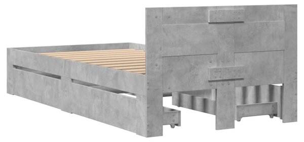 Rám postele s čelem betonově šedý 75 x 190 cm kompozitní dřevo 3295621