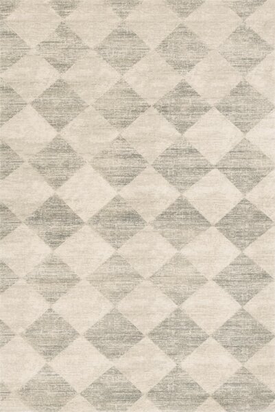 Kusový koberec vlněný Agnella Agnus Checkered Šedý Béžový Rozměr: 133x195 cm