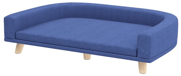 PawHut psí pohovka s odnímatelným a pratelným potahem, skandinávská polyesterová látka s dřevěnými nohami, 98 x 67 x 25 cm – modrá | Aosom