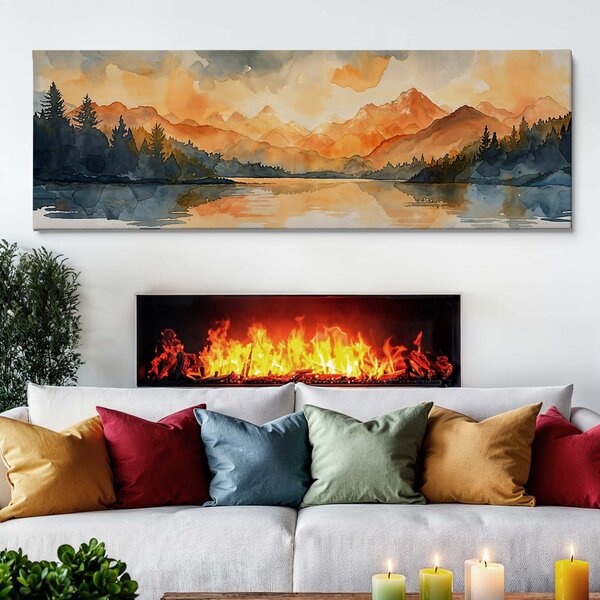 Obraz na plátně - Rozbřesk nad horským jezerem FeelHappy.cz Velikost obrazu (šířka x výška): 150 x 50 cm