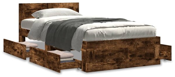 Rám postele s čelem kouřový dub 75 x 190 cm kompozitní dřevo 3295622