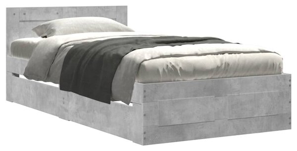 Rám postele s čelem betonově šedý 75 x 190 cm kompozitní dřevo 3295621