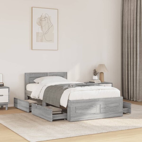 Rám postele s čelem betonově šedý 75 x 190 cm kompozitní dřevo 3295621