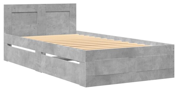 Rám postele s čelem betonově šedý 75 x 190 cm kompozitní dřevo 3295621