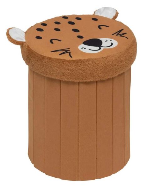 Sedací dětský úložný puf Anoki s motivem leoparda