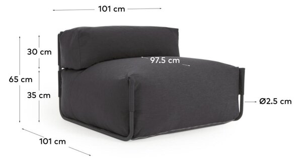Kave Home Tmavě šedý zahradní modul Square 101 x 101 cm