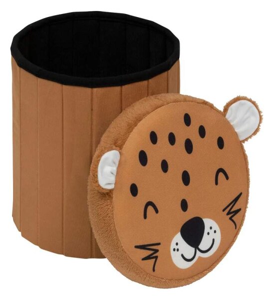 Sedací dětský úložný puf Anoki s motivem leoparda
