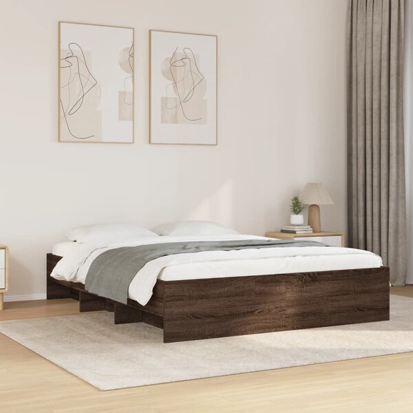 Rám postele bez matrace hnědý dub 150 x 200 cm kompozitní dřevo 3295652