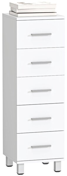 HOMCOM komoda 5 zásuvek, úzká, 30 x 30 x 95 cm, bílá | Aosom