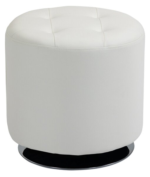 HOMCOM 360° otočný kulatý puf — sedák z PU, chromové ocelové podnoží, Ø 45,5 x V 44,5 cm, bílá | Aosom