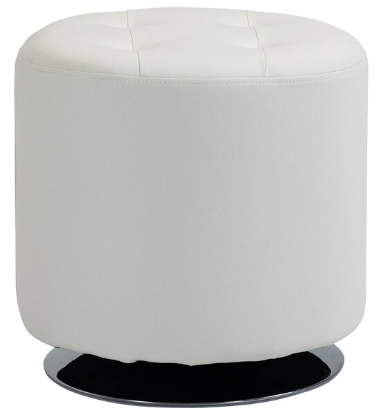 HOMCOM 360° otočný kulatý puf — sedák z PU, chromové ocelové podnoží, Ø 45,5 x V 44,5 cm, bílá | Aosom