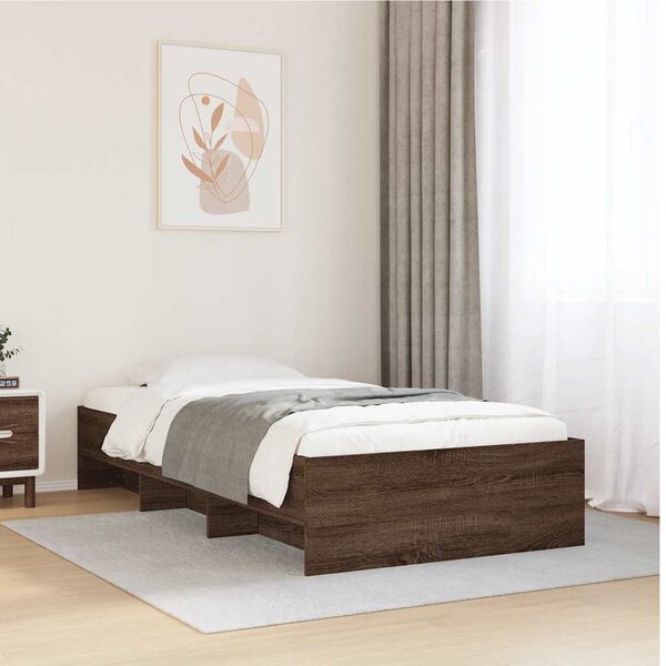 Rám postele bez matrace hnědý dub 90 x 200 cm kompozitní dřevo 3295680