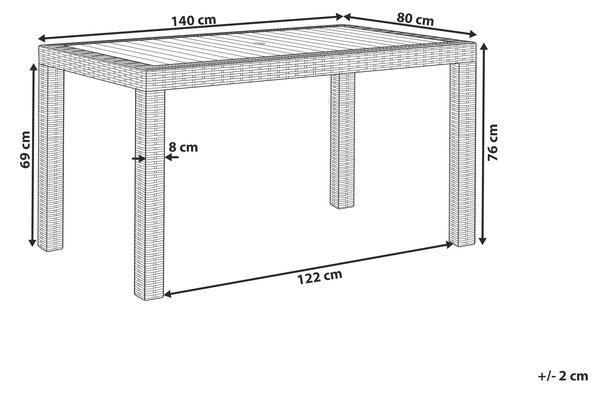 Zahradní jídelní stůl FOSSANO 140 cm 80 cm Světle šedá