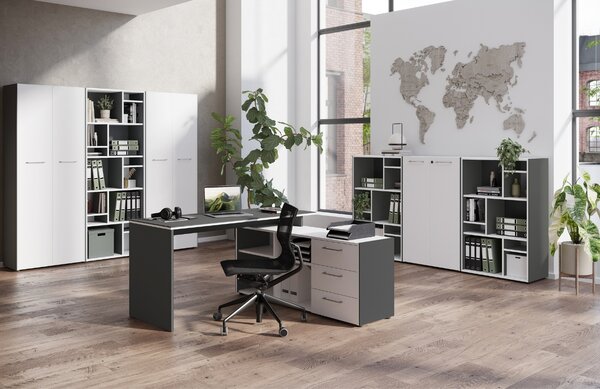 Germania Set pěti bílo-šedých přídavných polic Pasadena