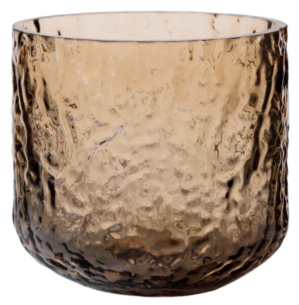 ERNST Skleněný svícen Pattern Amber - 9 cm EF564