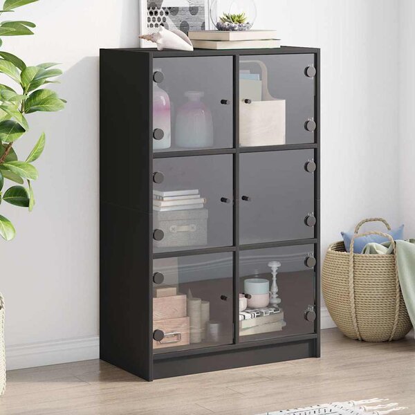 Highboard s dvířky černý 68 x 37 x 109 cm kompozitní dřevo 3295851
