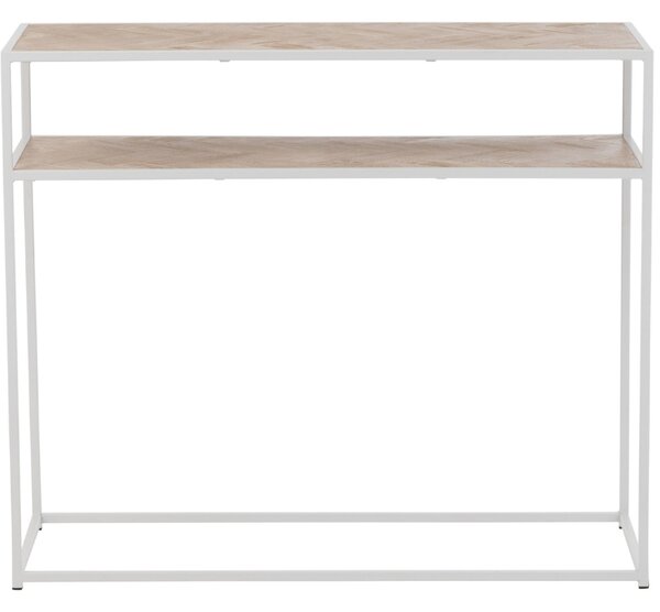 Dřevěný toaletní stolek J-line Zigtem 100 x 35 cm s bílou konstrukcí