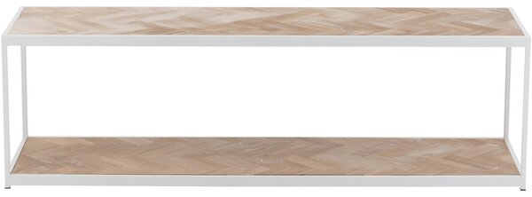 Dřevěný konferenční stolek J-line Zigtem 150 x 40 cm s bílou konstrukcí