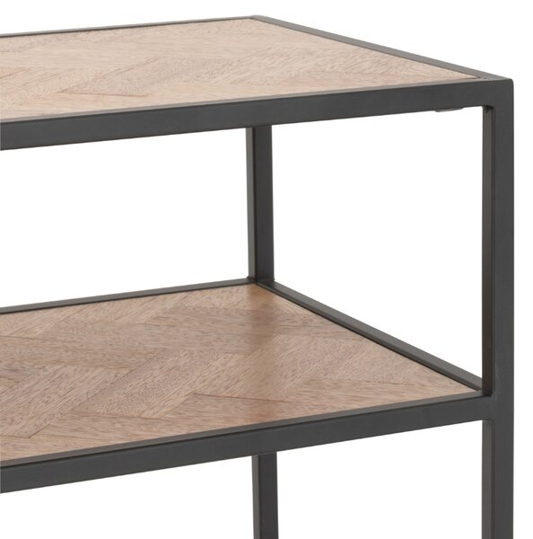 Dřevěný toaletní stolek J-line Zigtem 100 x 35 cm s černou konstrukcí