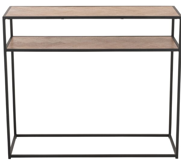 Dřevěný toaletní stolek J-line Zigtem 100 x 35 cm s černou konstrukcí