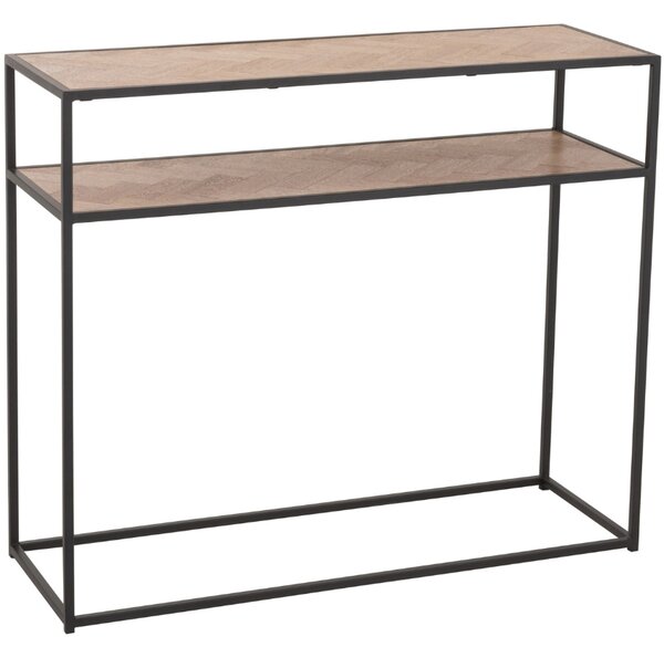 Dřevěný toaletní stolek J-line Zigtem 100 x 35 cm s černou konstrukcí