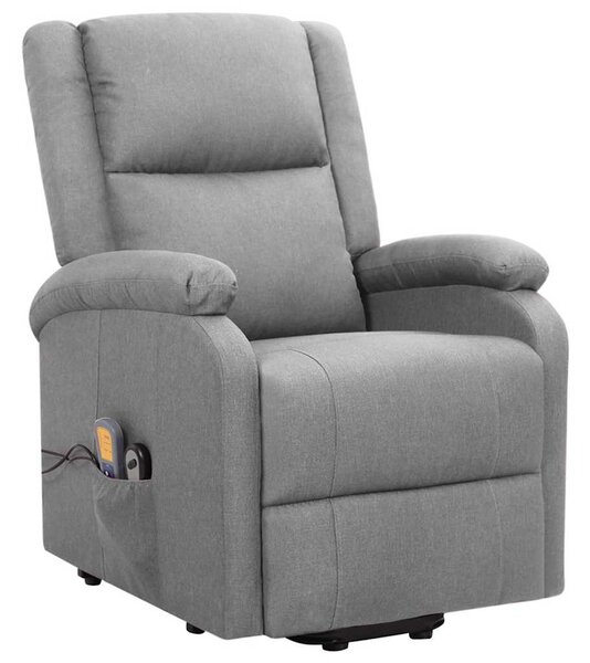 Zvedací masážní křeslo světle šedé textil 329709