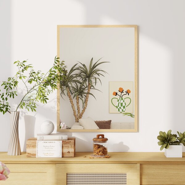 HOMCOM obdélné zrcadlo 60 × 80 cm — rám z přírodního dřeva | Aosom