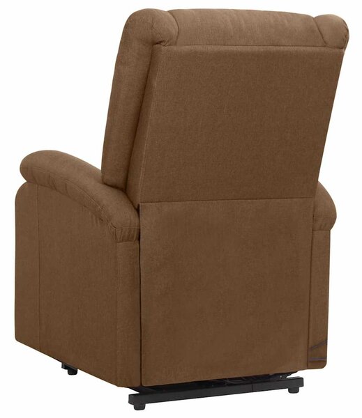 Zvedací masážní křeslo hnědé textil 329713