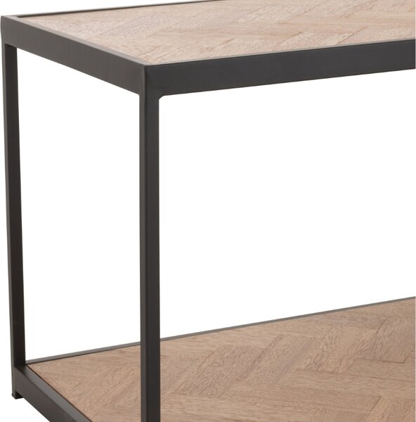 Dřevěný konferenční stolek J-line Zigtem 150 x 40 cm s černou konstrukcí