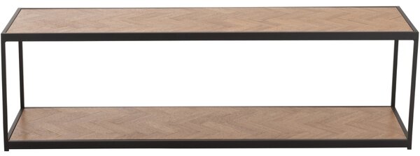 Dřevěný konferenční stolek J-line Zigtem 150 x 40 cm s černou konstrukcí