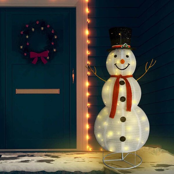 Dekorativní vánoční sněhulák s LED luxusní tkanina 180 cm 329762
