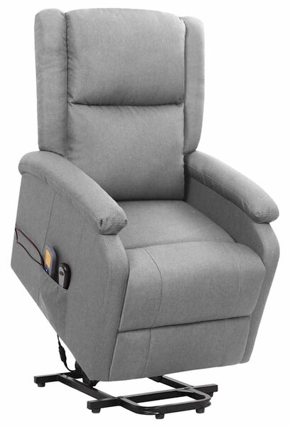 Zvedací masážní křeslo světle šedé textil 329709