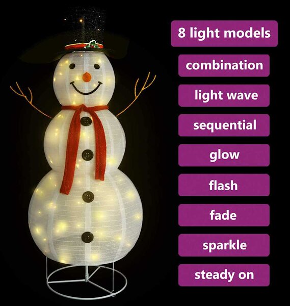 Dekorativní vánoční sněhulák s LED luxusní tkanina 180 cm 329762