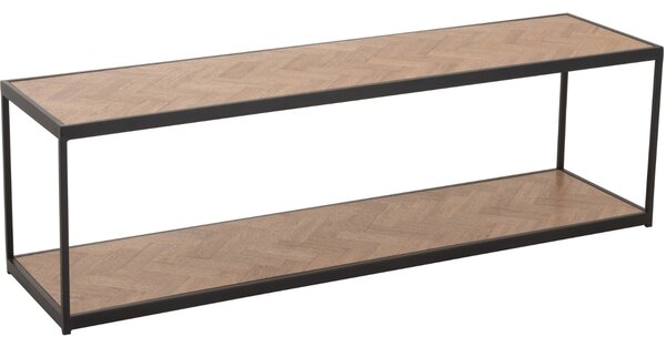 Dřevěný konferenční stolek J-line Zigtem 150 x 40 cm s černou konstrukcí