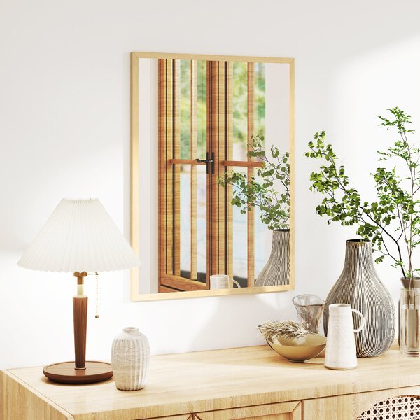 HOMCOM obdélné zrcadlo 60 × 80 cm — rám z přírodního dřeva | Aosom