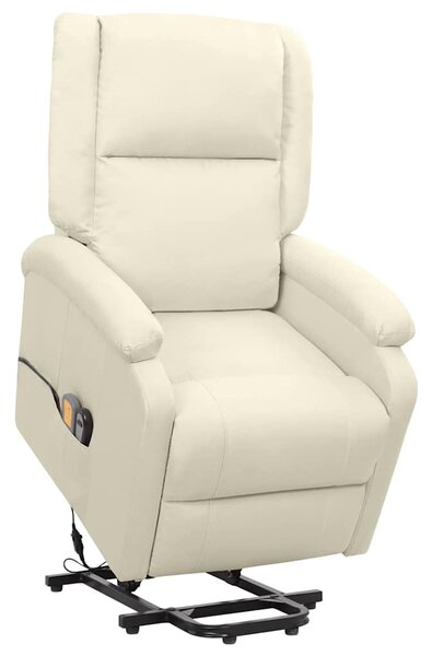 Zvedací masážní křeslo krémové textil 329718